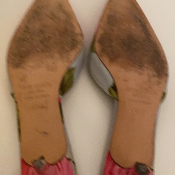 Kate Spade Rose Pattern Kitten Heel Mules sz 8.5 - Picture 3 of 7